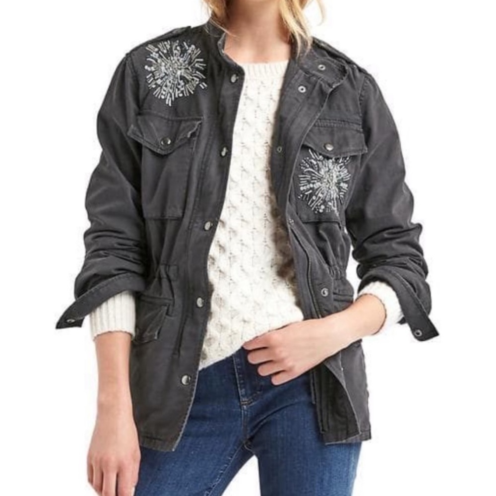 Gap Womens Embellished Utility Jacket Sz XS